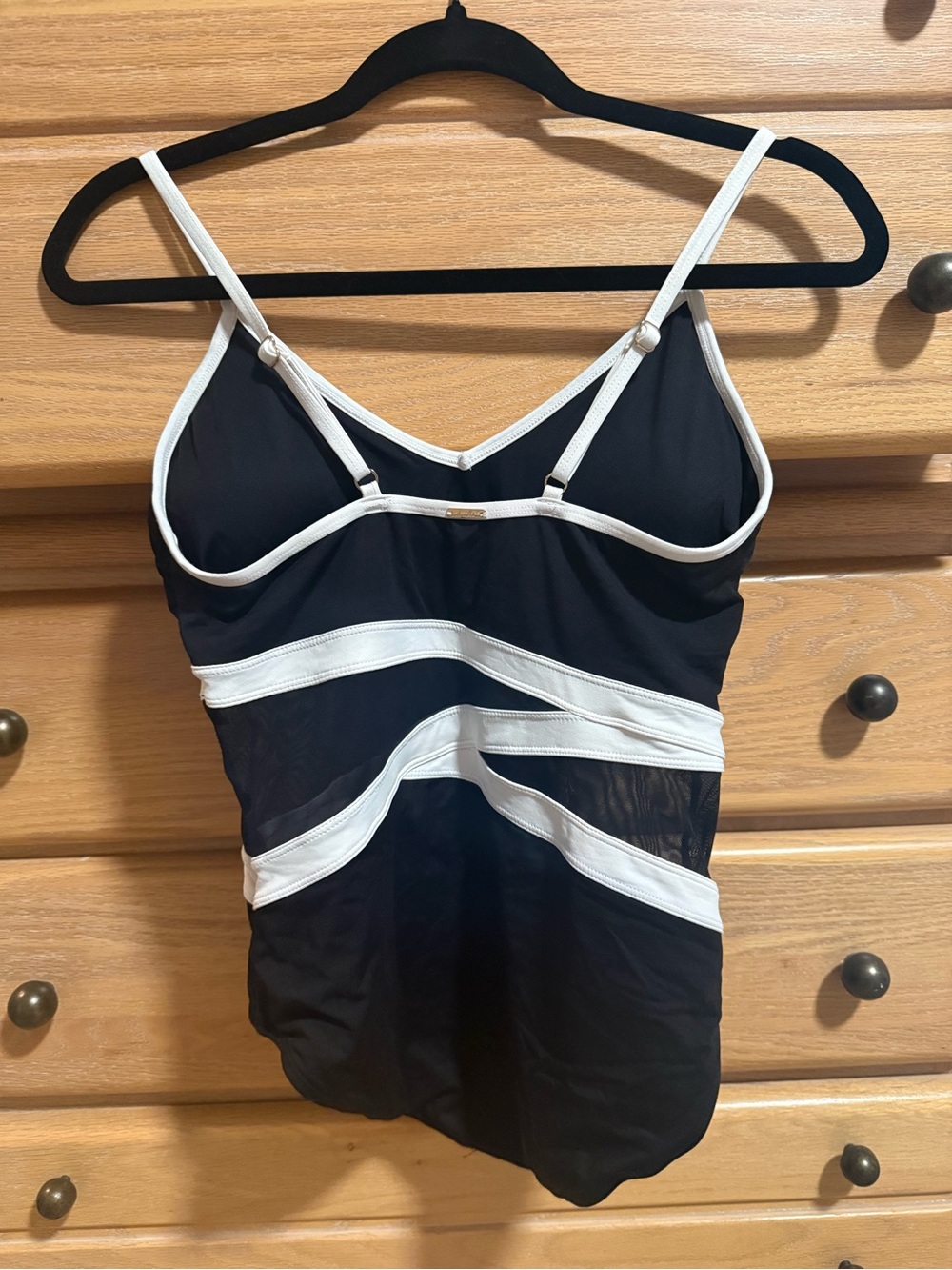 Anne Cole Black One-Piece Swimsuit with White Trim - Picture 2 of 4
